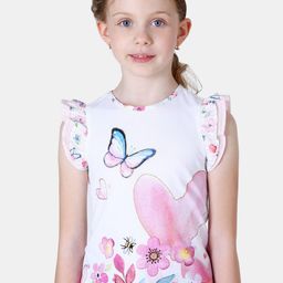 One Friday Printed Short Flutter Sleeve Pure Cotton Top-image-40