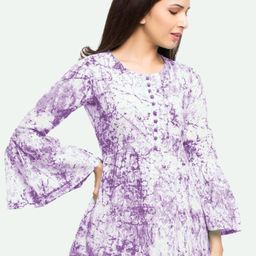 YASH GALLERY Tie & Dye Bell Sleeve Cotton Top-image-82