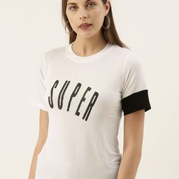 Campus Sutra Women White Printed Round Neck T-shirt-image-71