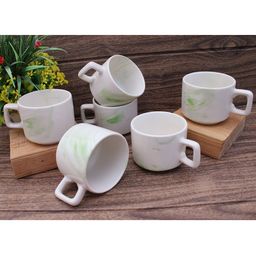 laghima jadon White Printed Ceramic Glossy Cups Set of 6-15