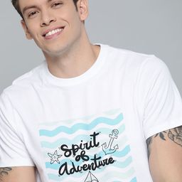 Mast & Harbour Men White Pure Cotton Printed T-shirt-picture-36