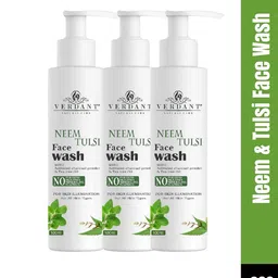 Verdant Natural Care Set Of 3 Neem & Tulsi Face Wash For Anti Acne - 100ml Each-1