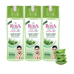 ROSA Set Of 3 Aloe & Mint Body Lotion With Cocoa Butter & Vitamin-E-100ml Each-53