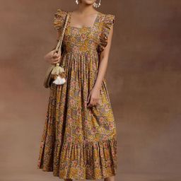 Libas Floral Print Layered Fit & Flare Midi Dress-picture-49