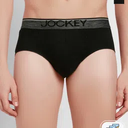 Jockey Men Pack of 2 Black Solid Basic Briefs 8037-0205-35