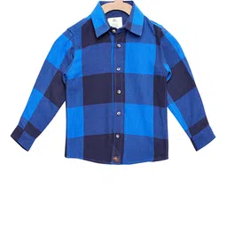 Cherry Crumble Boys Blue Regular Fit Checked Casual Shirt-image-115