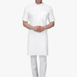 RAJUBHAI HARGOVINDAS Men White Solid Kurta with Pyjamas-37