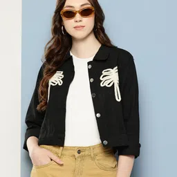 Aarika Women Crop Denim Jacket with Applique-picture-41