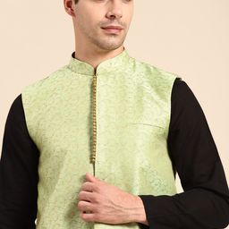 Anouk Men Green Woven Design Nehru Jacket-56