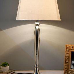 Homesake Silver-Toned & White Solid Handcrafted Bedside Standard Lamp Shade-6