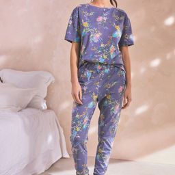NEXT Floral Printed T-Shirt With Joggers Pure Cotton Co-Ords-image-38