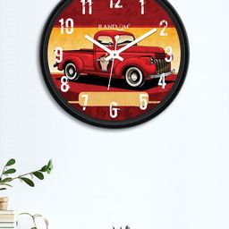 RANDOM Maroon & Yellow Round Printed 30 cm  Analogue Wall Clock-30
