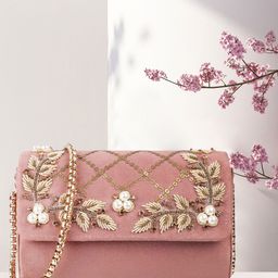 Mochi Pink & Gold-Toned Embellished Sling Bag-40
