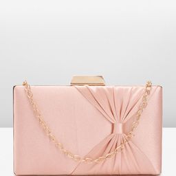 Lavie Solid Shiny Bow Detail Box Clutch-49