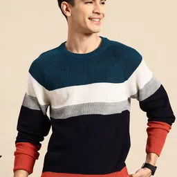 Mast & Harbour Men Striped Acrylic Pullover-picture-24