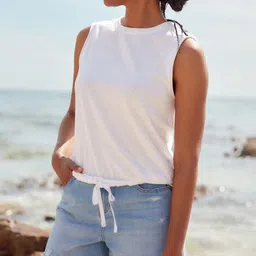 NEXT Pure Cotton Waist Tie-Up Boxy Top-image-0