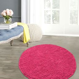 Saral Home Pink Solid Shaggy Mat-20