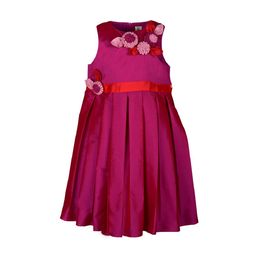 A Little Fable Girls Magenta Solid Fit and Flare Silk Dress-14