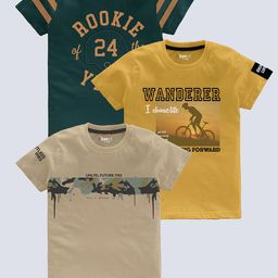 BAESD Boys Pack Of 3 Printed Pure Cotton T-shirts-image-57