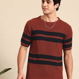 Mast & Harbour Striped Ribbed Acrylic Pullover-image-86