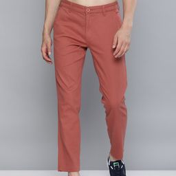 HERE&NOW Men Rust Red Slim Fit Chinos Trousers-picture-22