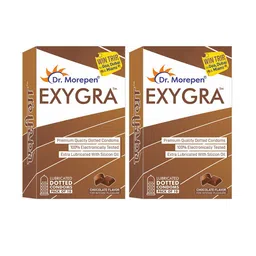 Dr. Morepen Pack of 2 Exygra Extra Time Dotted Condoms 10 Units Each - Chocolate Flavoured-42