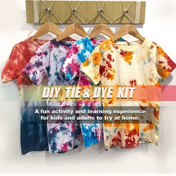 luyk Kids Navy Blue & Orange Tie & Dye DIY T-shirt Set-48