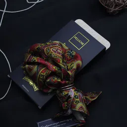 Peluche Men Red Paisley and Floral Pocket Square-image-0