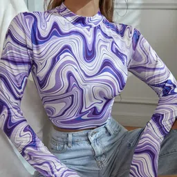 BAESD Abstract Printed High Neck Top-picture-34