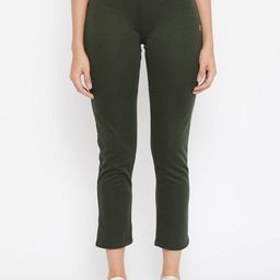 Crimsoune Club Women Olive Solid Slim-Fit Track Pants-image-76