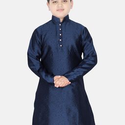 SG YUVRAJ Boys Navy Blue Solid Straight Kurta-image-25
