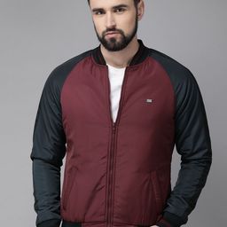 The Roadster Lifestyle Co Men Burgundy Solid Bomber Jacket-image-28