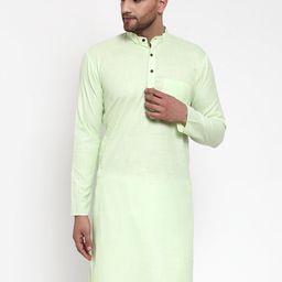 Jompers Men Green Solid Straight Kurta-36