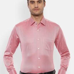 Luxure by Louis Philippe Men Pink Regular Fit Self Design Casual Shirt-image-70