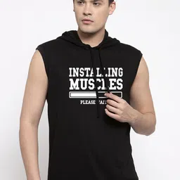 Friskers Men Black Printed Hood T-shirt-image-99