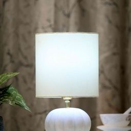 POSH-N-PLUSH White Solid Pumpkin Marble Table Lamp with Shade-22