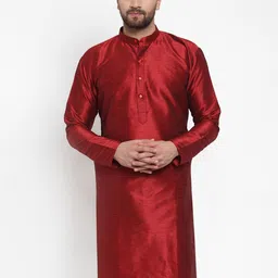 Jompers Men Maroon Solid Straight Kurta-55