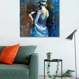 999Store Blue & Yellow Portrait of a Lady Wall Art-51