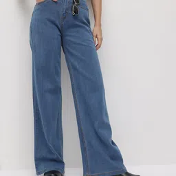 The Roadster Life Co. Women Wide Leg Mid-Rise Stretchable Jeans-picture-9