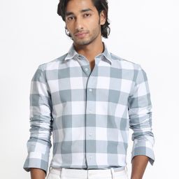 RARE RABBIT Men Byre Slim Fit Checked Cotton Shirt-image-84