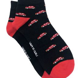 Mint & Oak Men Black & Red Zip Zip Zoom Patterned Ankle-Length Socks-4