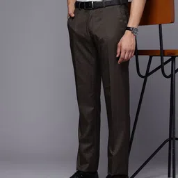 Raymond Men Checked Slim Fit Formal Trousers-image-73