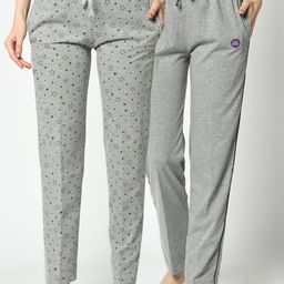 VIMAL JONNEY Women Pack of 2 Grey Solid Lounge Pants-image-7