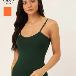 Lady Lyka Women Green And Orange Solid Camisoles-image-36