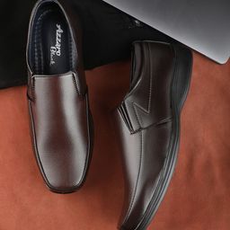 Azzaro Black Men Brown Solid Slip On Formal Shoes-image-92