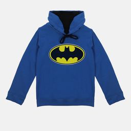 Batman Boys Blue Batman Printed Hooded Sweatshirt With Attached Face Covering-image-81