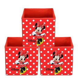 Kuber Industries Set Of 3 Red & White Disney Minnie Printed Non-Woven Fabric Foldable Cloth Storage Organiser-28