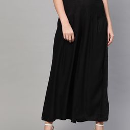 Idalia Women Black Solid Wide Leg Palazzos-image-65