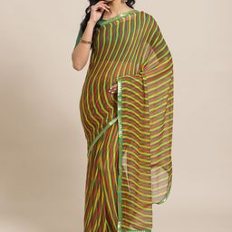 Saree mall Green & Yellow Printed Leheriya Saree-picture-16