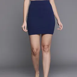 Inddus Women Navy Blue Slimming High Compressed Seamless Skirt Shapewear-image-48